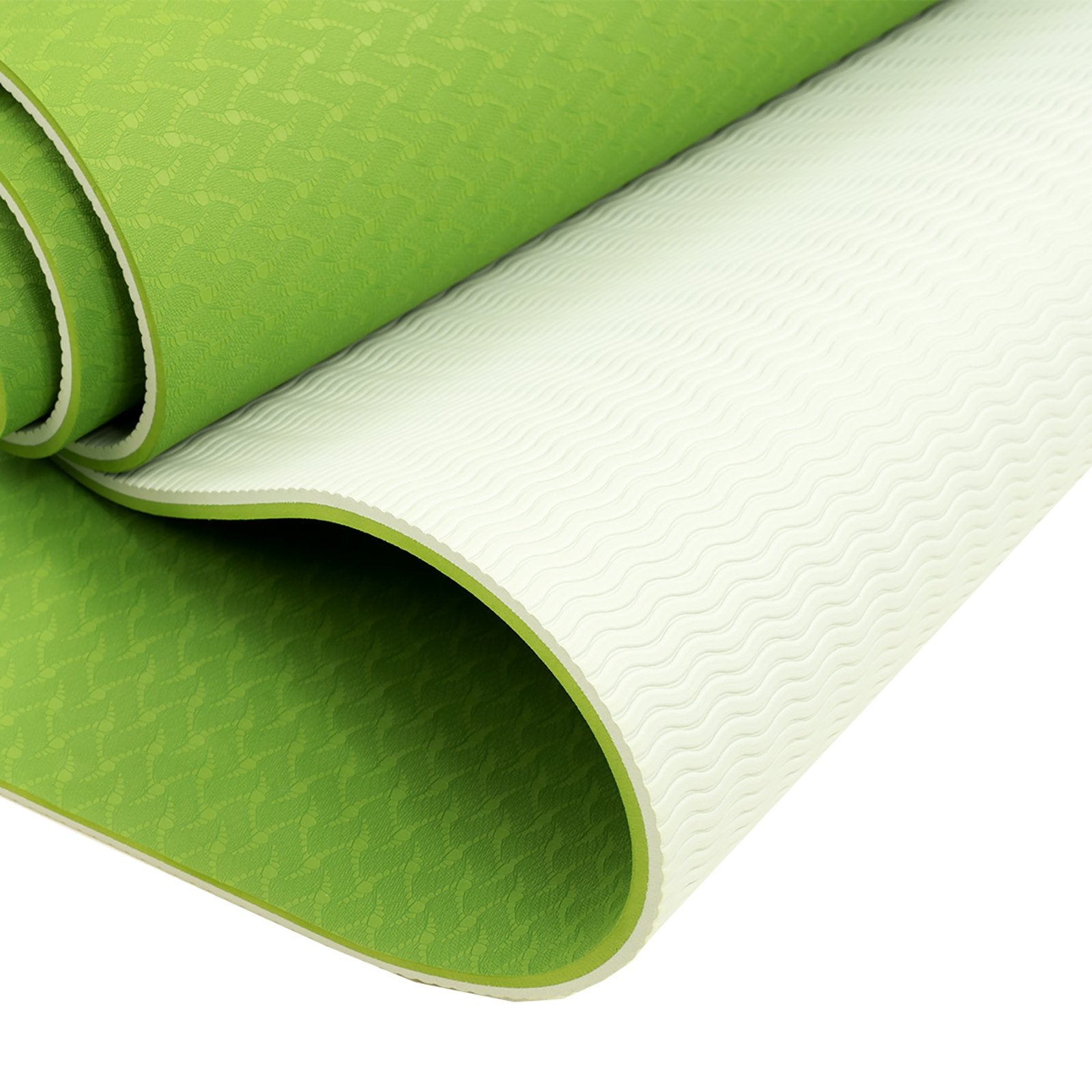 Eco-Friendly Dual layer 8mm Yoga Mat | Lime Green | Non-Slip Surface, and Carry Strap for Ultimate Comfort and Portability