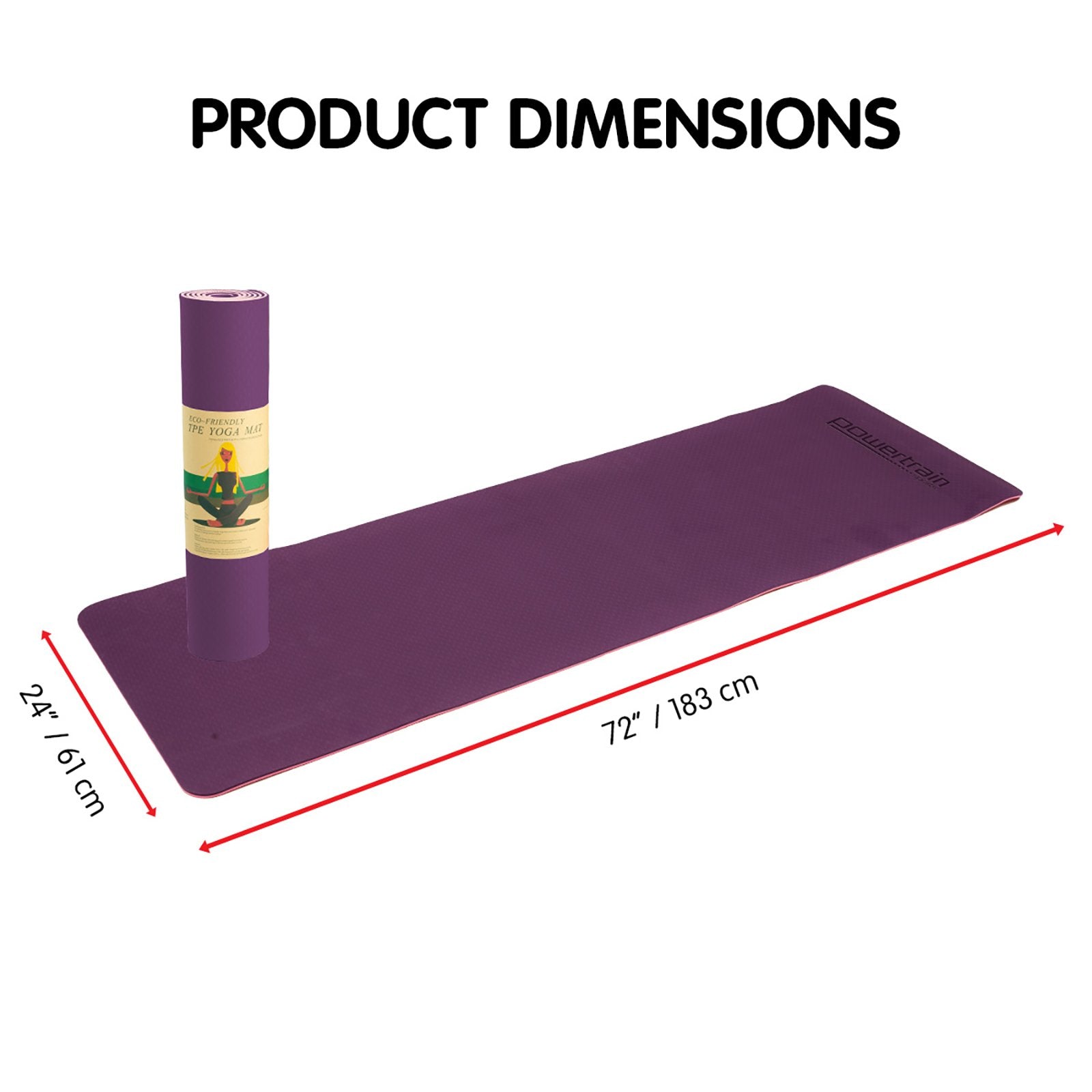 Eco-Friendly Dual Layer 8mm Yoga Mat | Purple | Non-Slip Surface and Carry Strap for Ultimate Comfort and Portability
