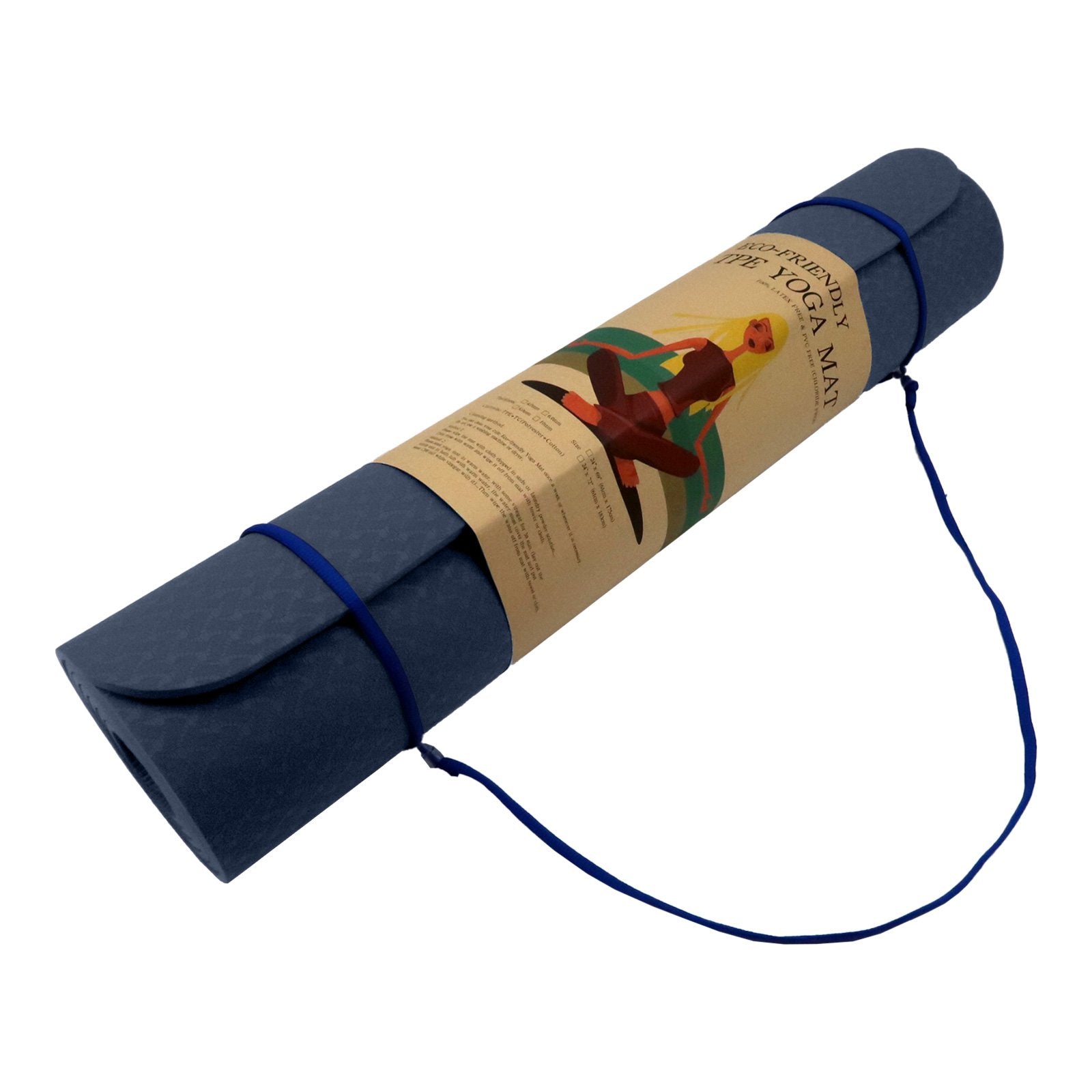Eco-friendly Dual Layer 6mm Yoga Mat | Navy | Non-slip Surface And Carry Strap For Ultimate Comfort And Portability