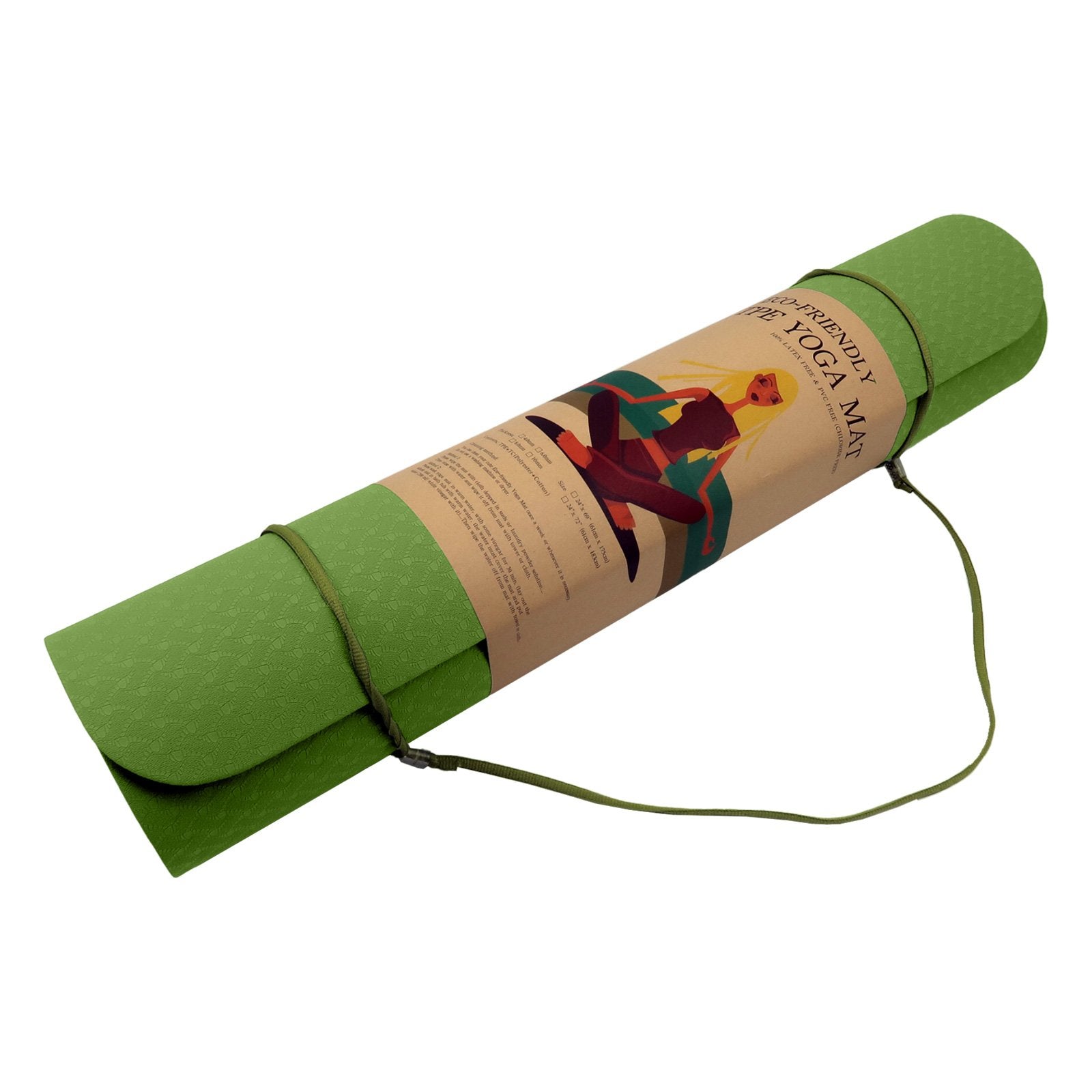 Eco-friendly Dual Layer 6mm Yoga Mat | Olive | Non-slip Surface And Carry Strap For Ultimate Comfort And Portability