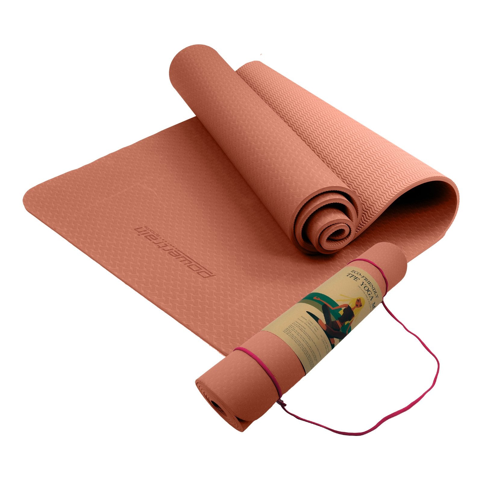 Eco-friendly Dual Layer 6mm Yoga Mat | Peach | Non-slip Surface And Carry Strap For Ultimate Comfort And Portability