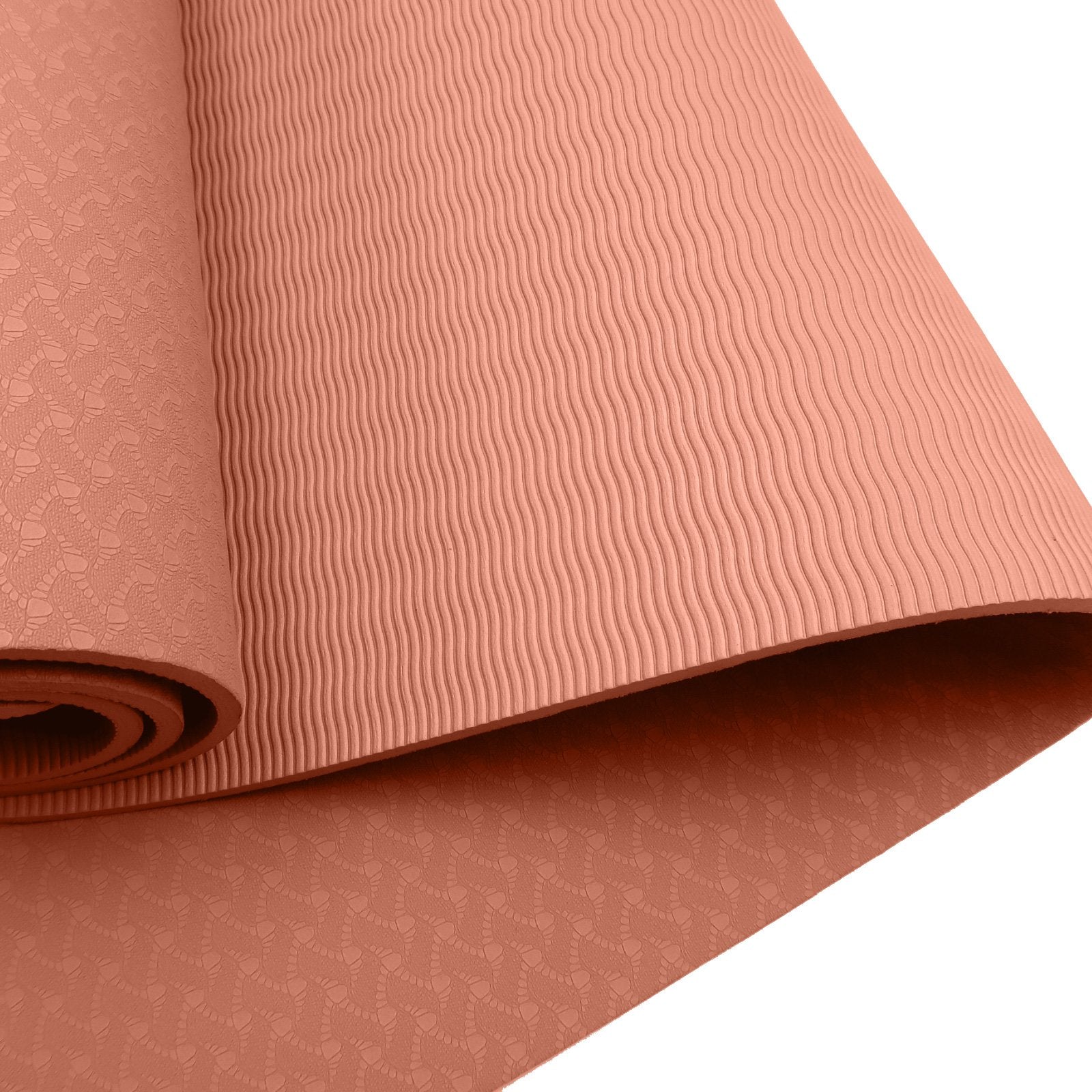 Eco-friendly Dual Layer 6mm Yoga Mat | Peach | Non-slip Surface And Carry Strap For Ultimate Comfort And Portability