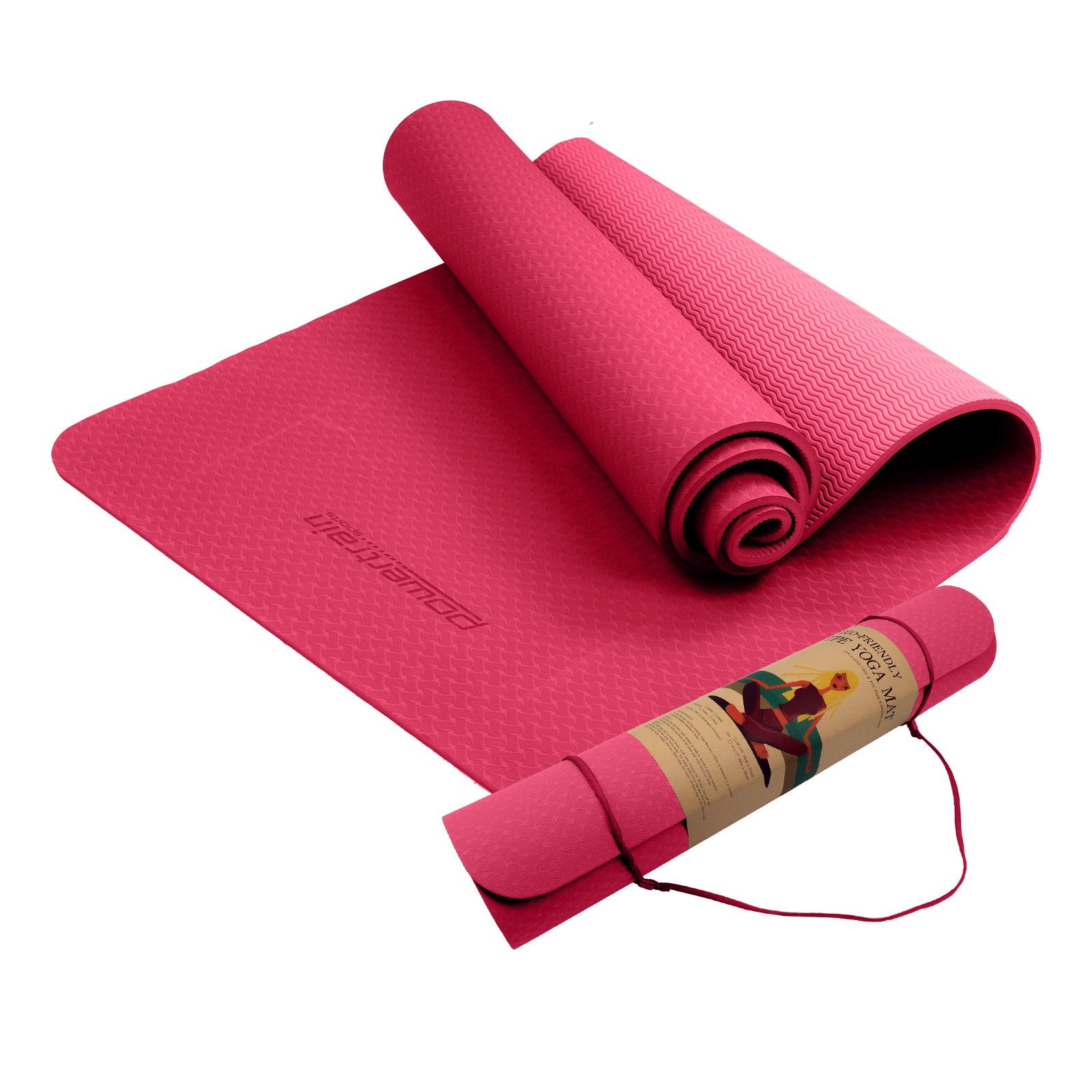 Eco-friendly Dual Layer 6mm Yoga Mat | Pink | Non-slip Surface And Carry Strap For Ultimate Comfort And Portability