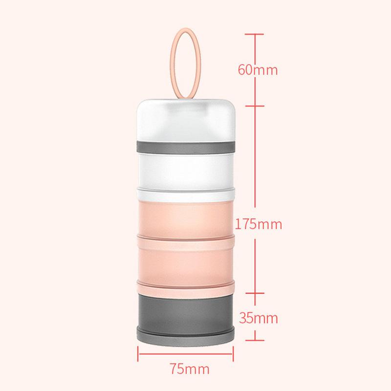 1 x Baby Formula Milk Powder Snack Stackable 4 Layers Dispenser Container Infant Toddler Pink Blue