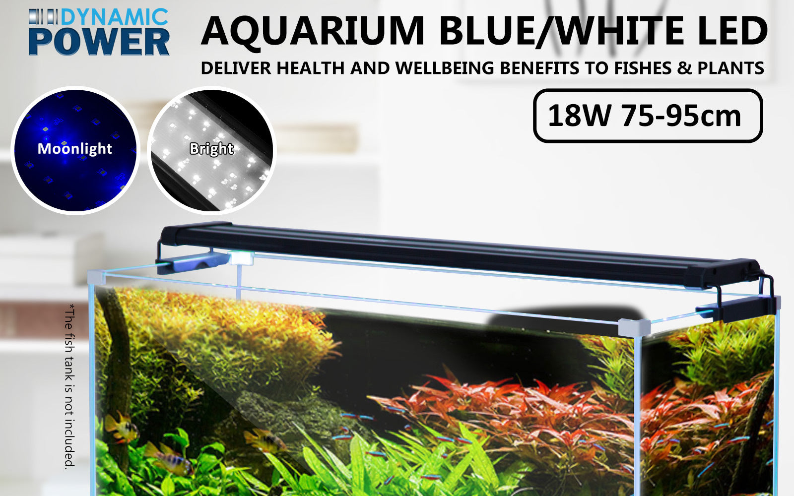 18W Set 2 Aquarium Blue White LED Light for Tank 75-95cm