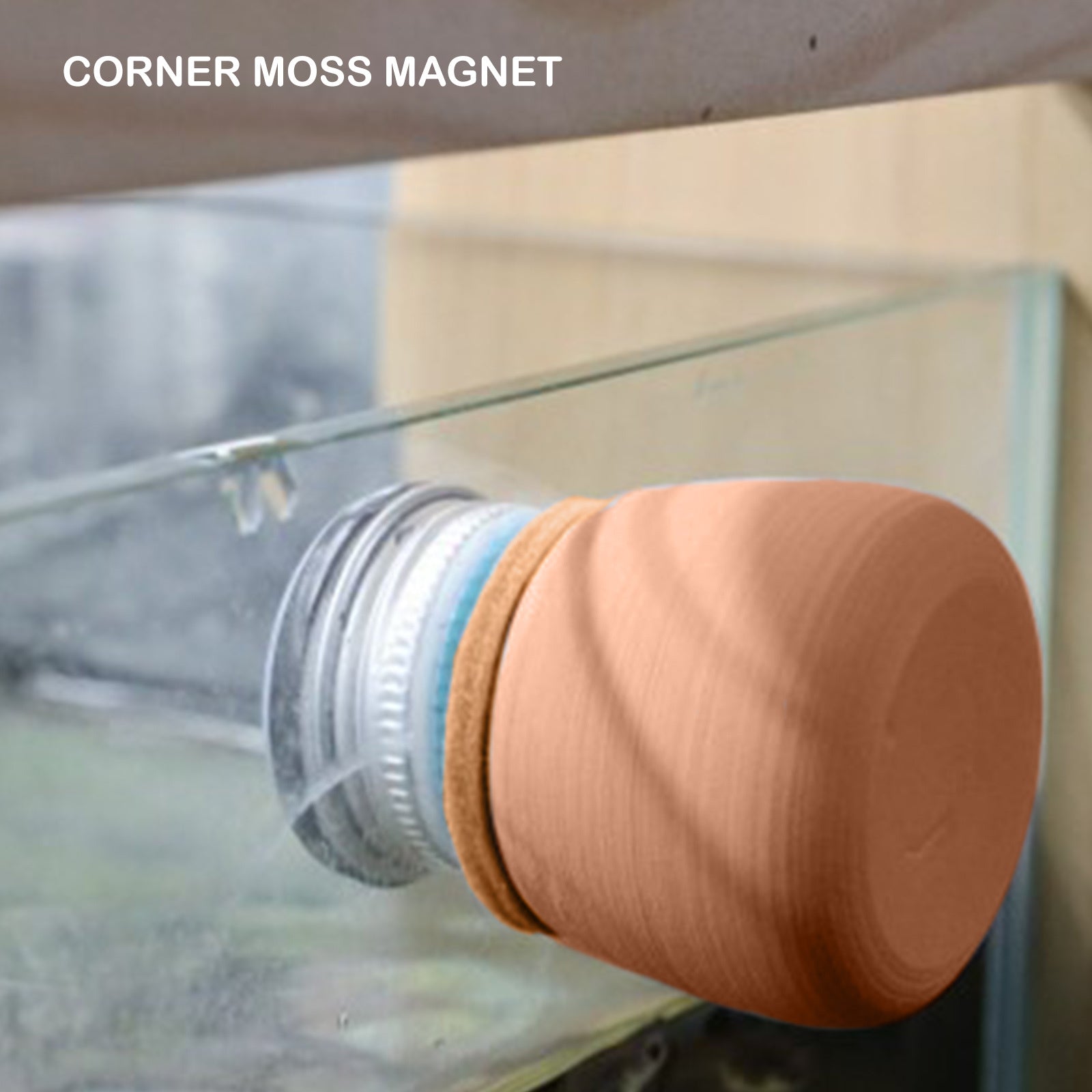 Fish Tank Corner Moss Magnet Scraper Glass Algae Cleaner Magnetic Scrubber BROWN