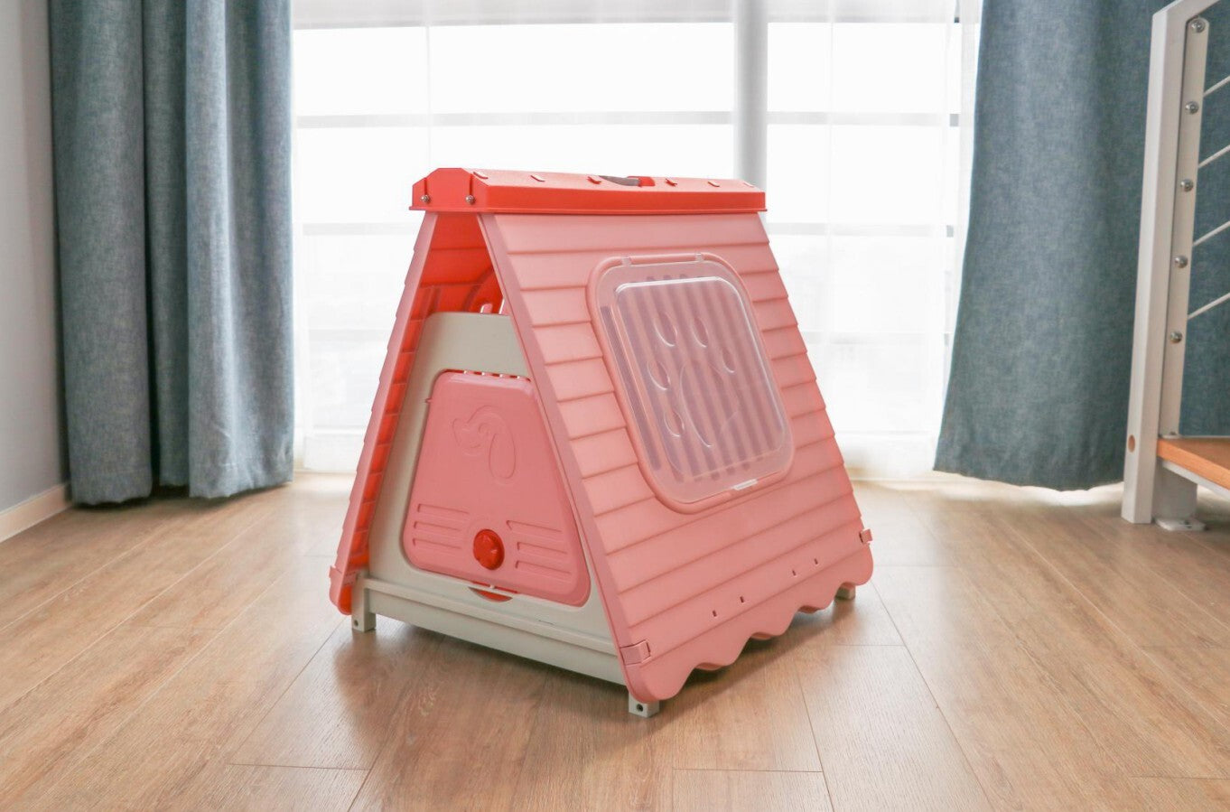 Small Foldable Plastic Pet Dog Puppy Cat House Kennel Pink