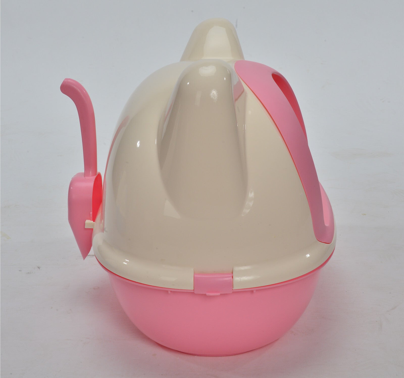 Large Hooded Cat Toilet Litter Box Tray House With Scoop Pink