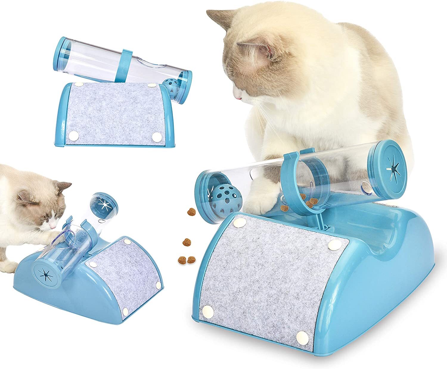 Cat Play Box Kit Pet Toy Kitten Toys Interactive Ball Peek Hunting Toy-Blue