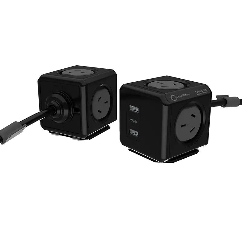PowerCube Extended 4 Outlets 2 USB-A + 1 USB-C PD 20W with Surge 1.5M Black (11407-AUEUAC)