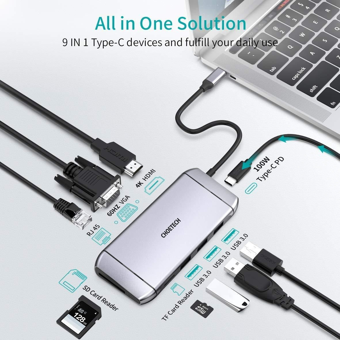 HUB-M15 USB-C 9-in-1 Multifunction Adapter