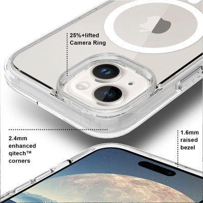 Shockproof Transparent Magsafe Cover Case for iPhone 15 (Transparent)