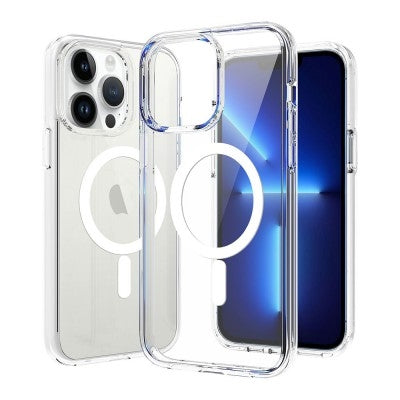 Shockproof Transparent Magsafe Cover Case for iPhone 15 Pro (Transparent)