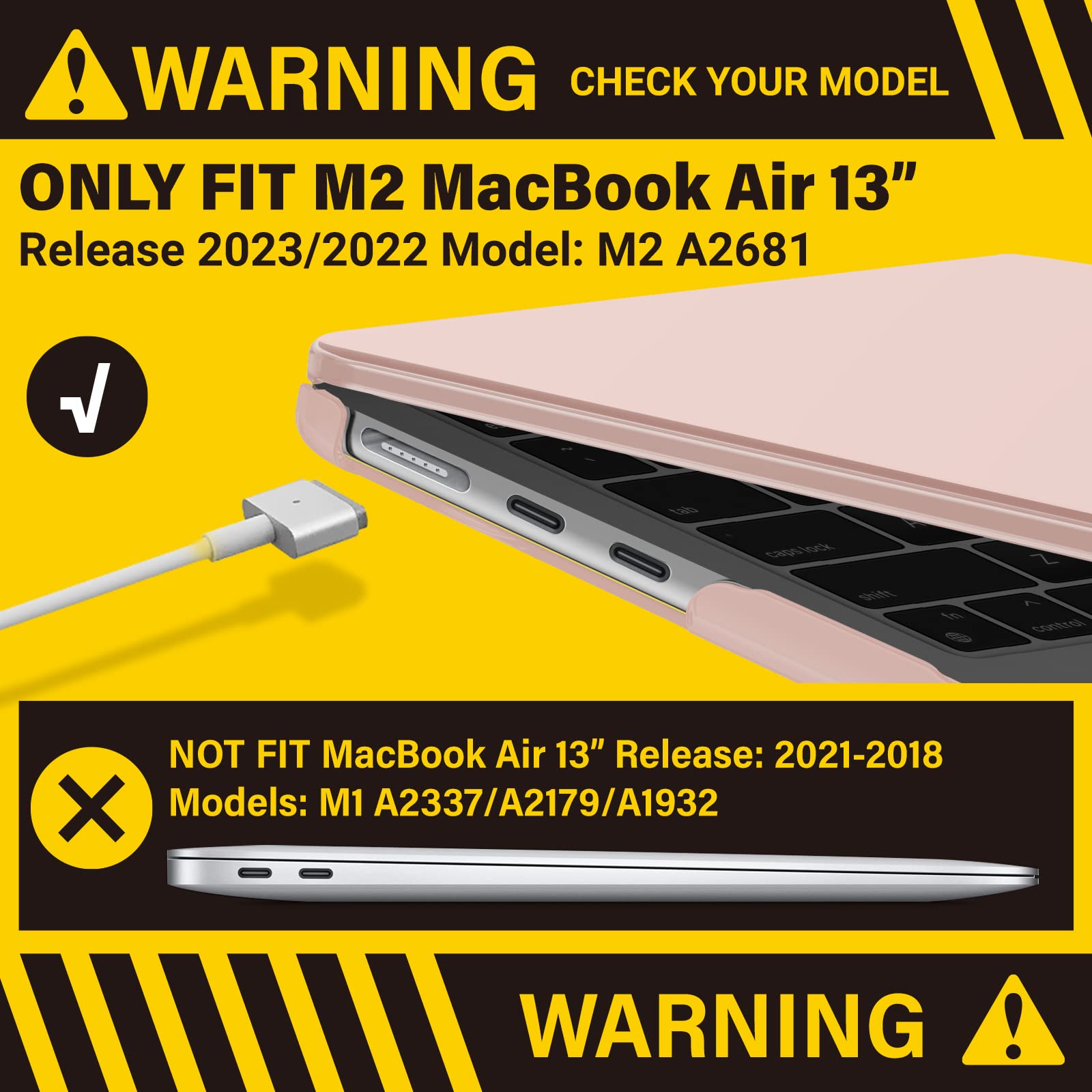 Suitable for  2023 2022 MacBook Air 13 inch case M2 Model A2681 Hard Shell Case Keyboard Cover Sold Pink