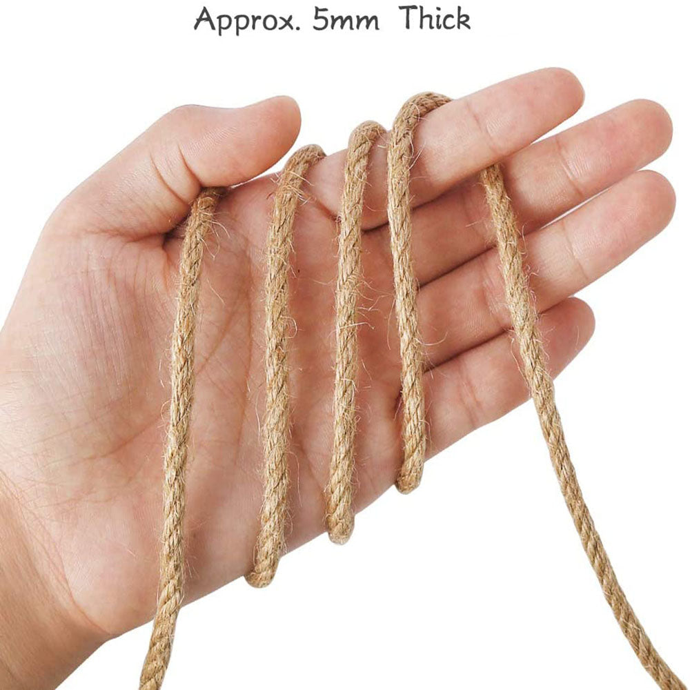 100m Sisal 5mm Rope Natural Twine Cord Thick Jute Hemp Manila  Crafting Home Decor