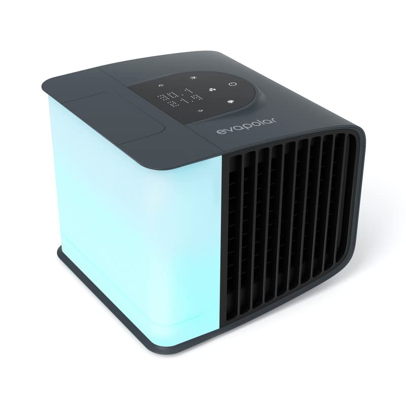 evaSMART Personal Portable Air Cooler and Humidifier with Alexa Support and Mobile App, for Home and Office, with USB Connectivity and Built-in LED Light, Black (EV-3000)