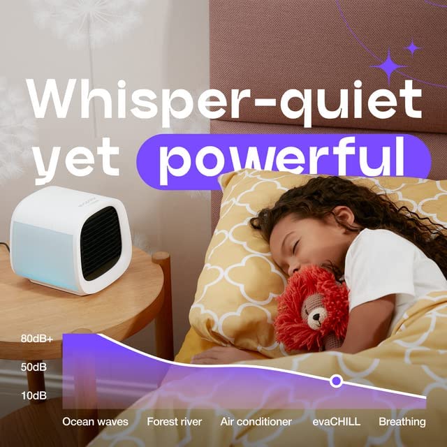 Personal Portable Air Cooler and Humidifier, with USB Connectivity and LED Light, White