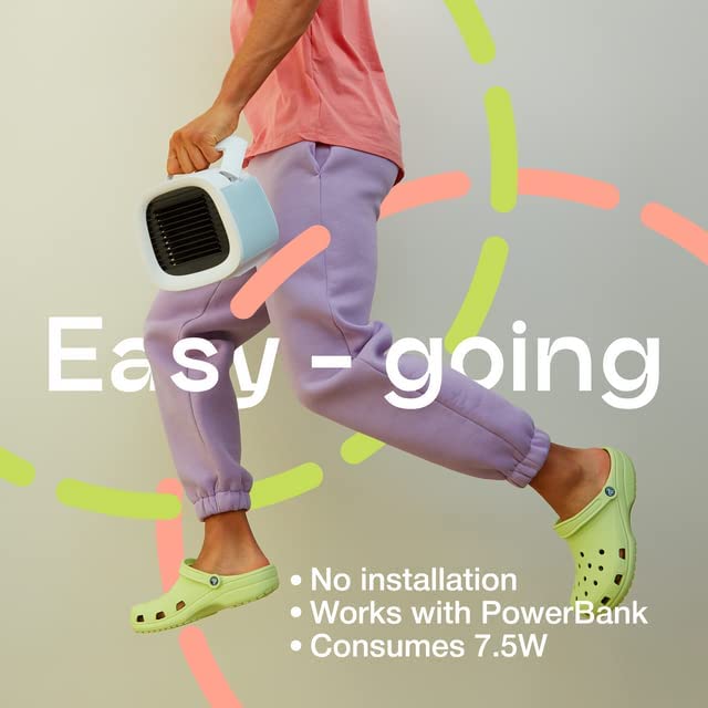 Personal Portable Air Cooler and Humidifier, with USB Connectivity and LED Light, Grey