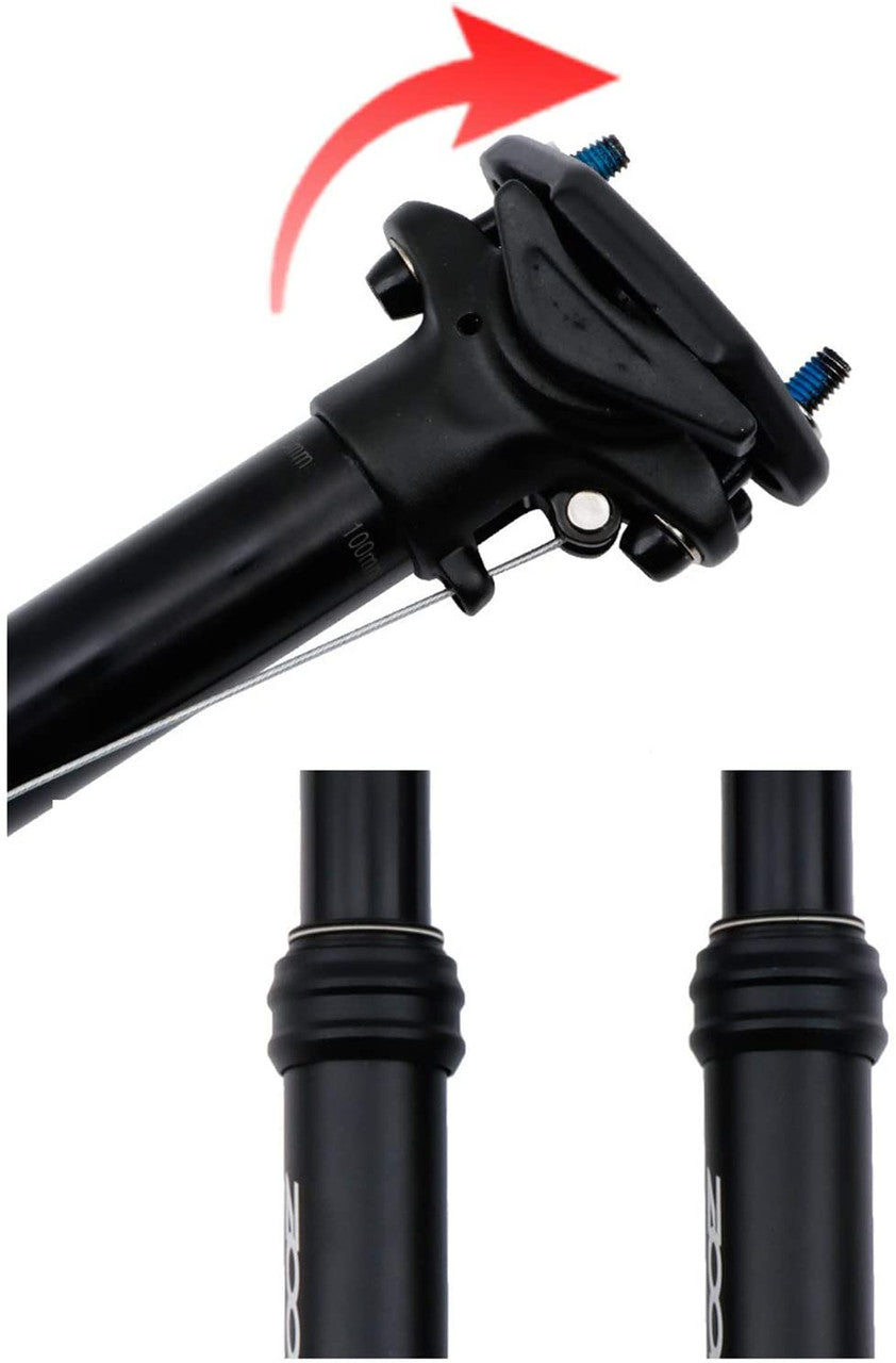 SPD-801 Dropper Seatpost Adjustable Height via Thumb Remote Lever - External Cable 31.6 Diameter 100mm Travel
