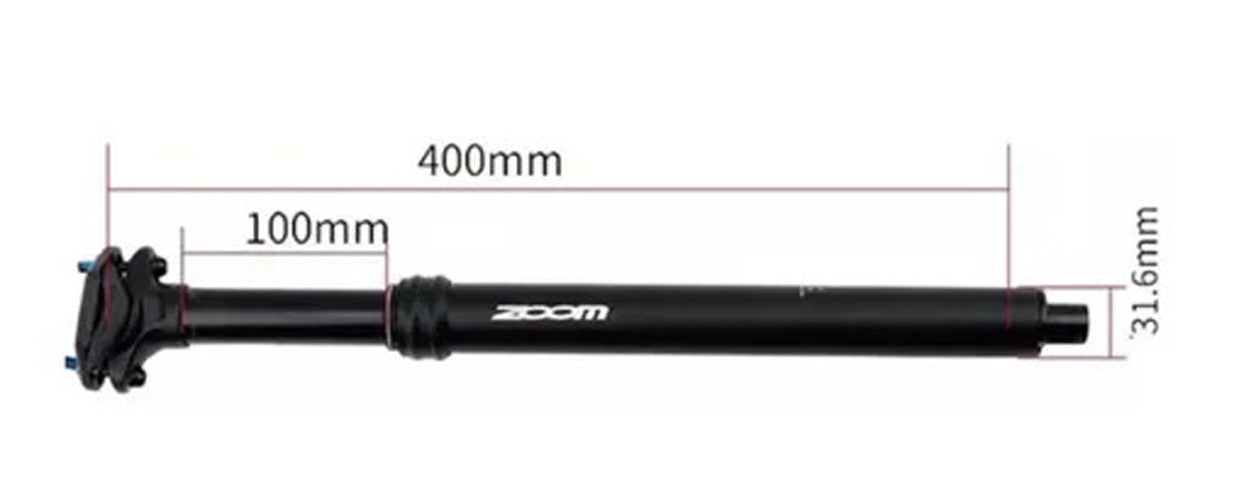Mountain Bike Adjustable Height via Thumb Remote Lever - Pro Dropper Adjustable Seatpost Internal Cable 31.6 Diameter 100mm Travel