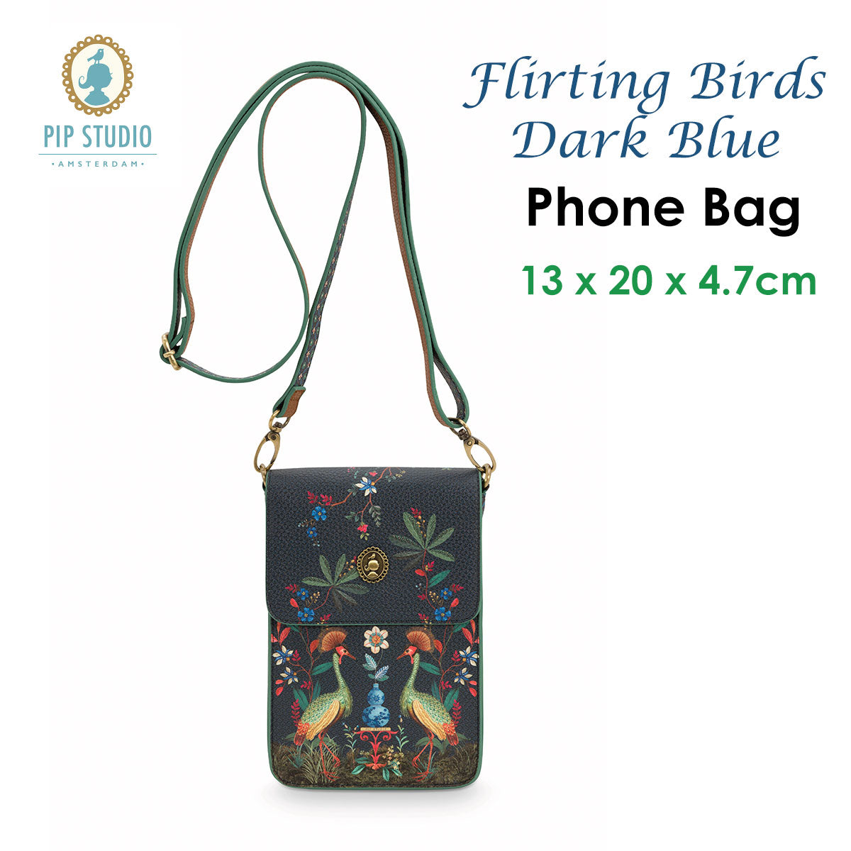 Flirting Birds Dark Blue Phone Bag