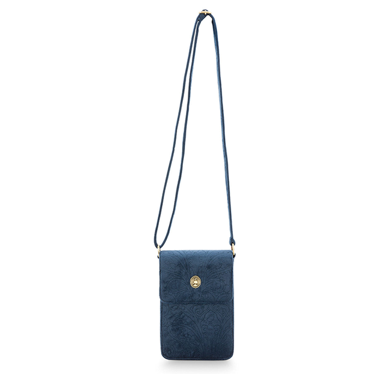 Velvet Quilted Dark Blue Phone Bag