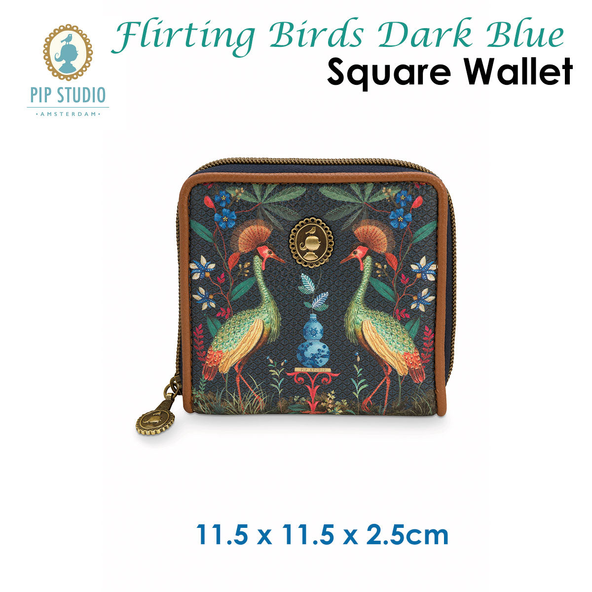 Flirting Birds Dark Blue Square Wallet