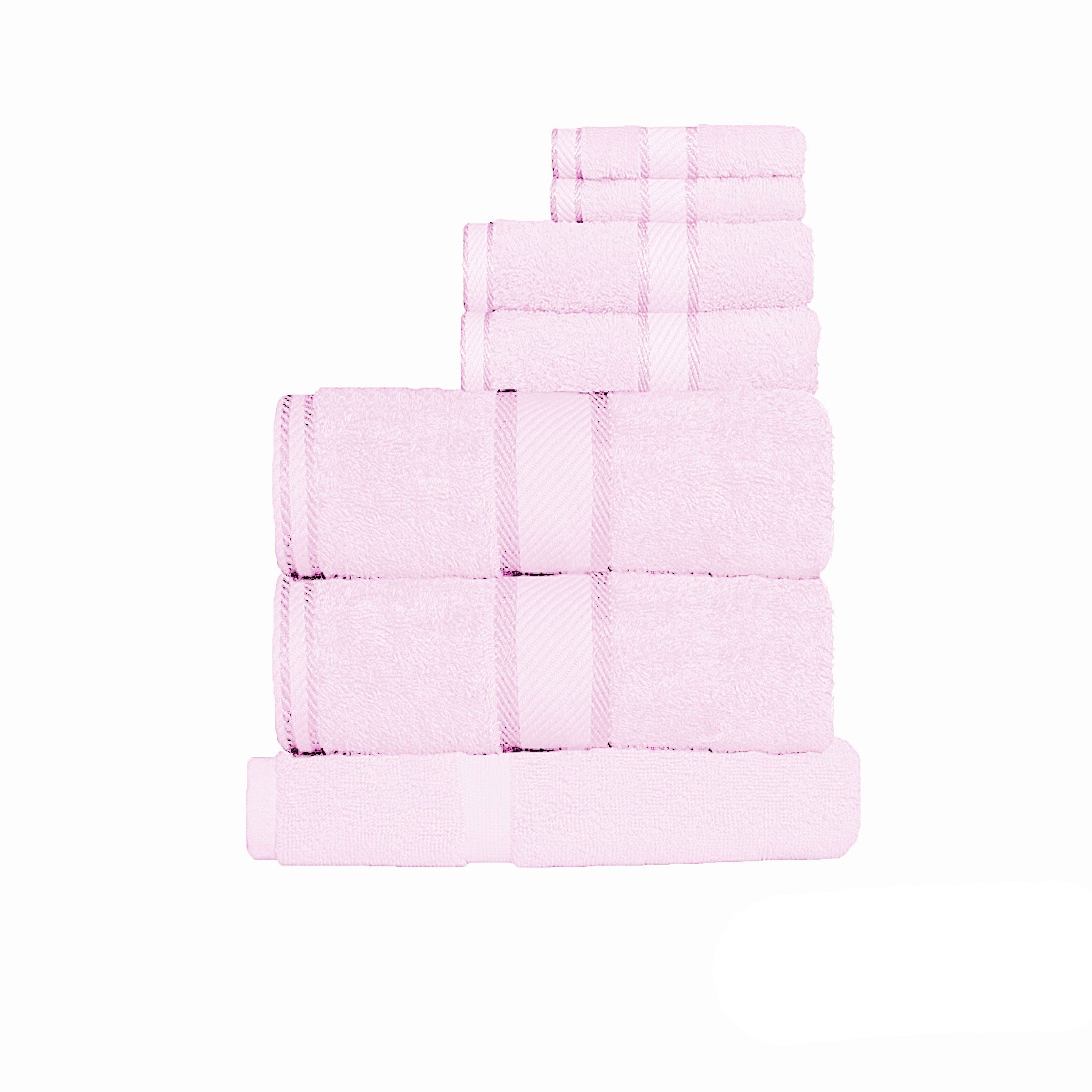 550gsm Cotton 7 Pce Towel Set Baby Pink