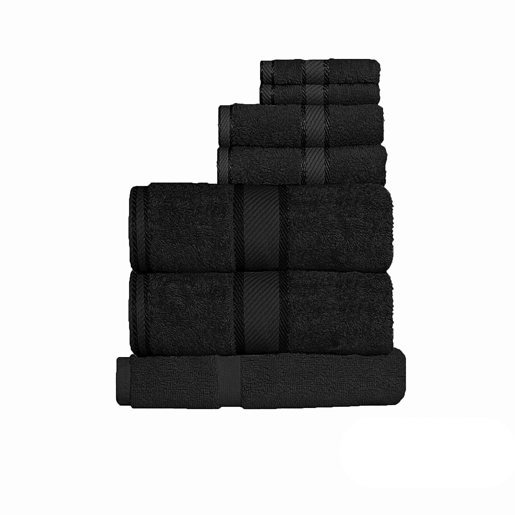 550gsm Cotton 7 Pce Towel Set Black