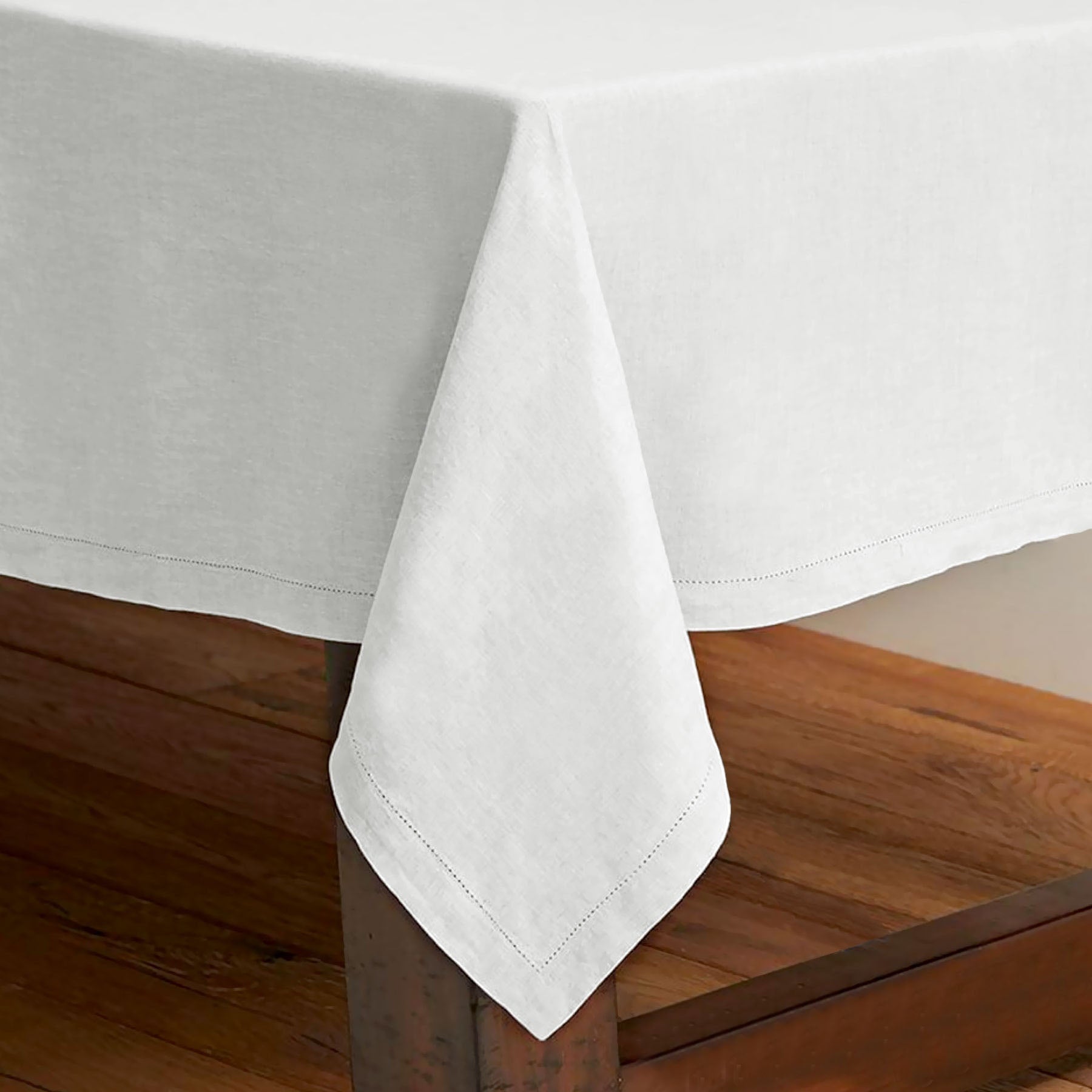 Pure Cotton Hemstitch Tablecloth 150 x 300 cm - White