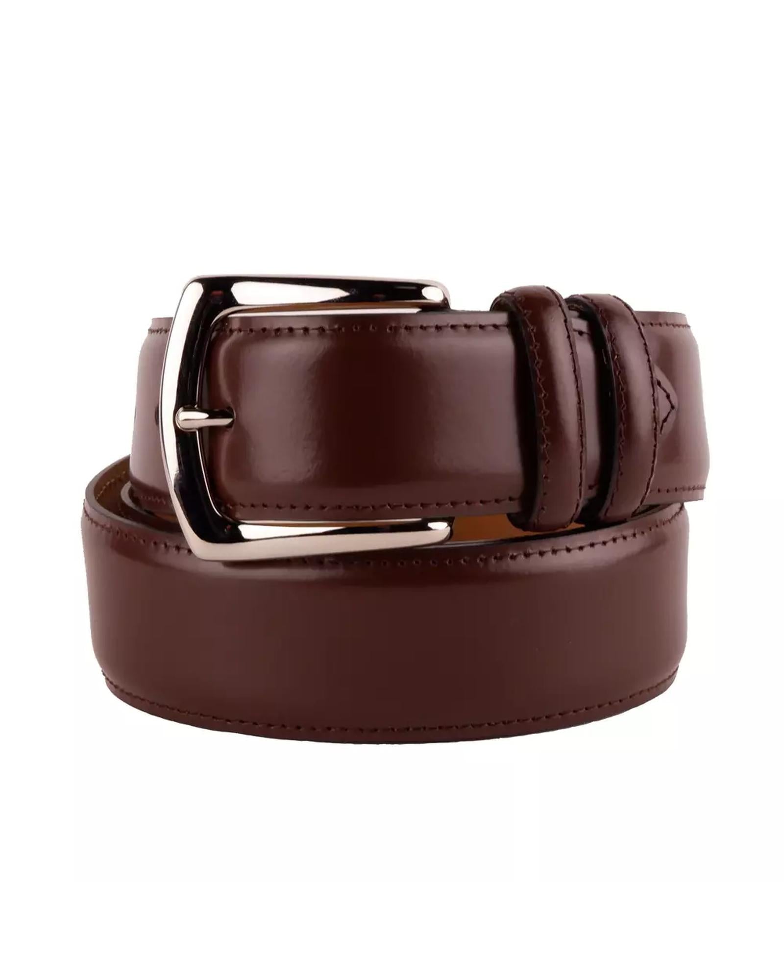 Genuine Smooth Brown Calfskin Belt with Brass Buckle 130 cm Men