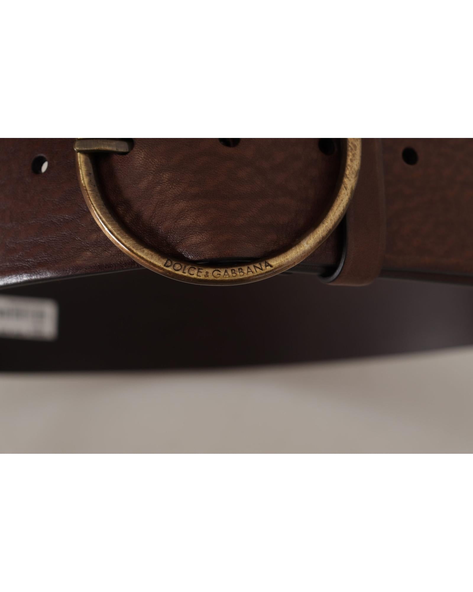Authentic Dolce & Gabbana Logo Engraved Leather Belt 90 cm Women