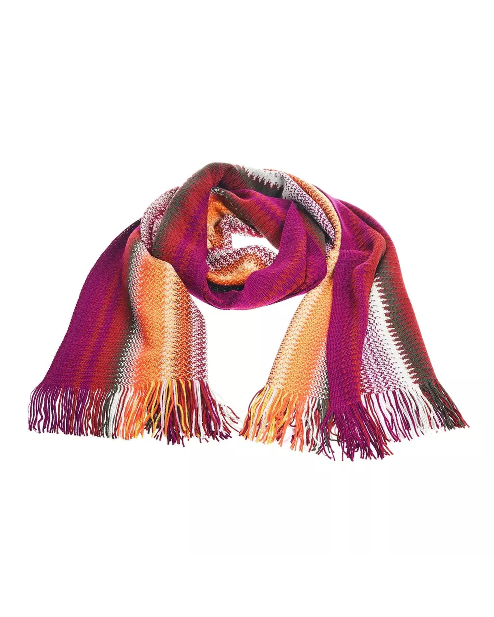 Geometric Pattern Fringed Scarf with Bright Colors One Size Men