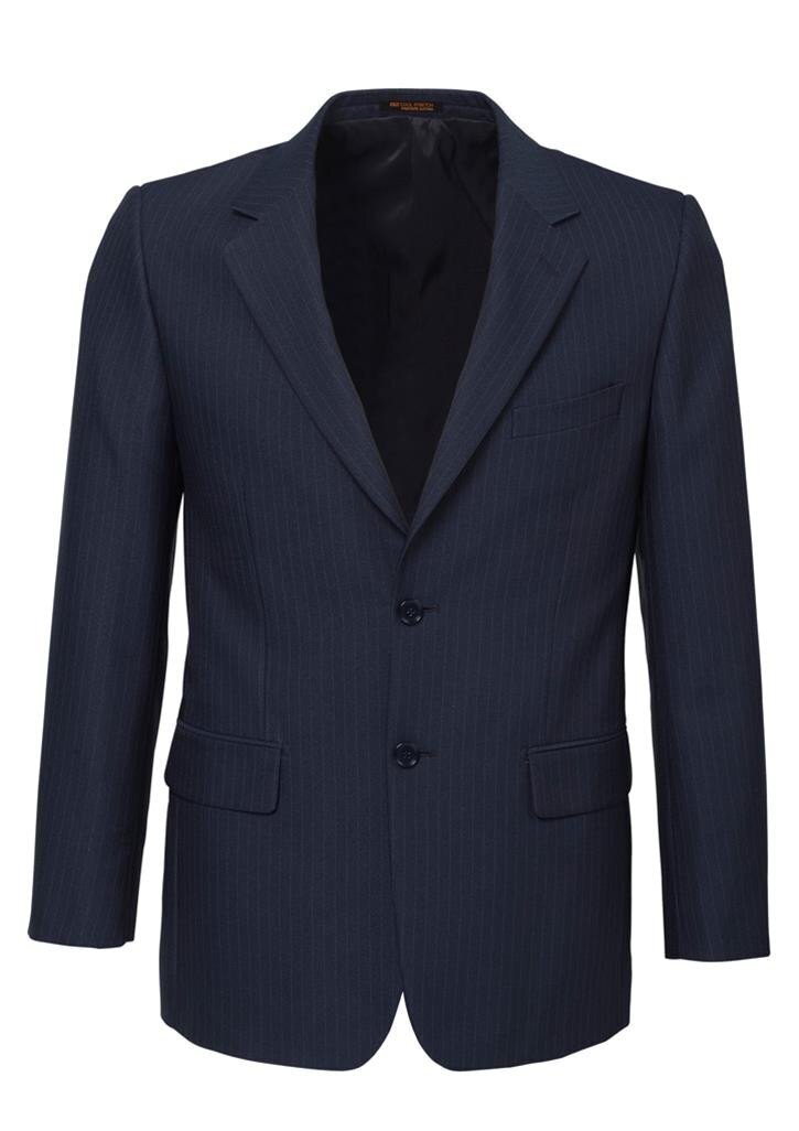 Mens Single Breasted 2 Button Suit Jacket Work Business - Pin Striped - Navy - 107