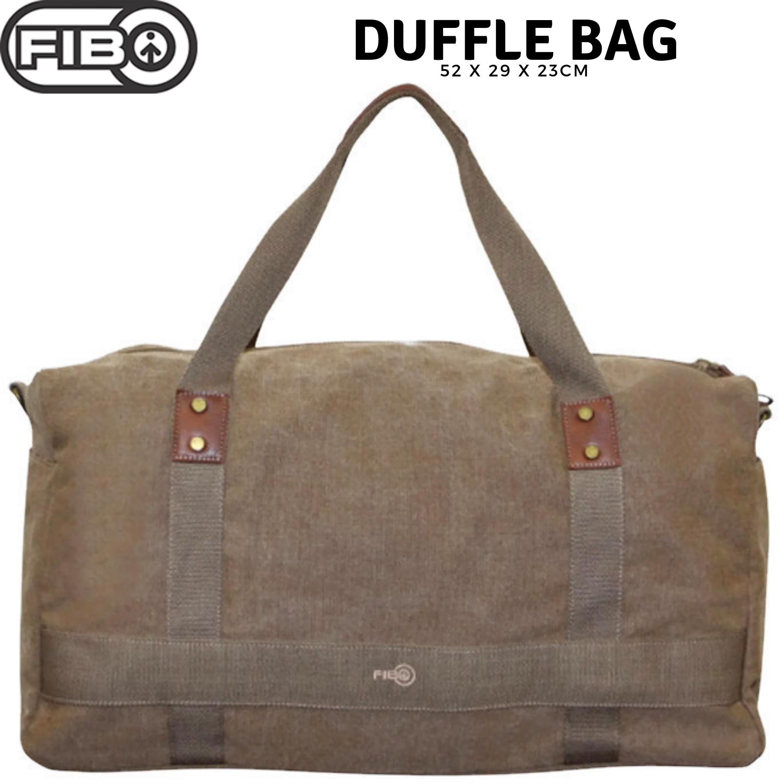 52cm Canvas Travel Duffle Bag Casual Duffel - Khaki