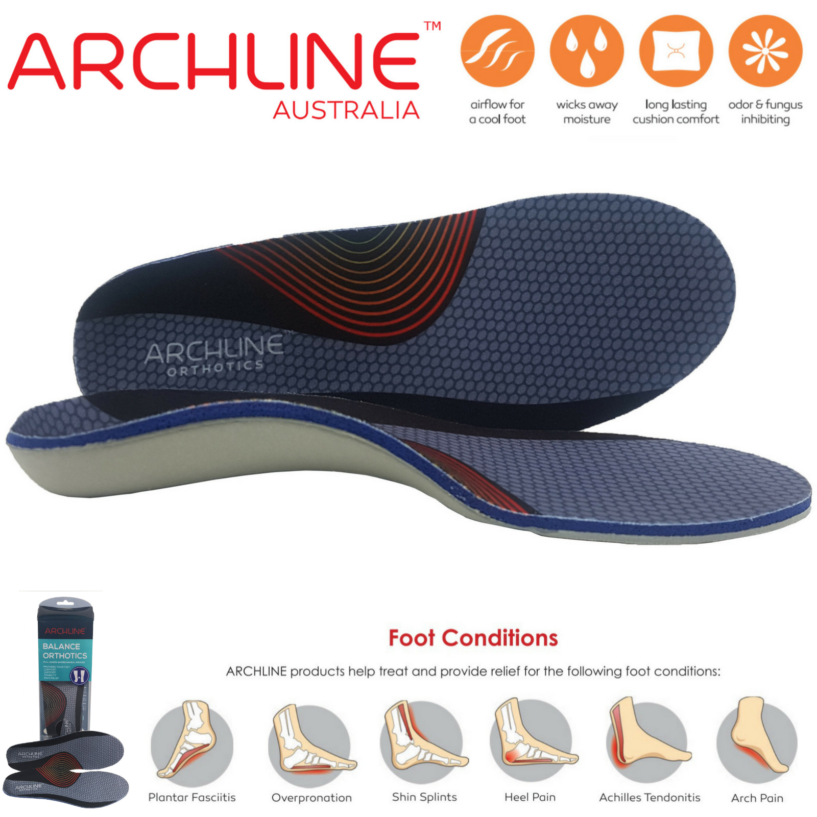 Orthotics Insoles Balance Full Length Arch Support Pain Relief - EUR 38