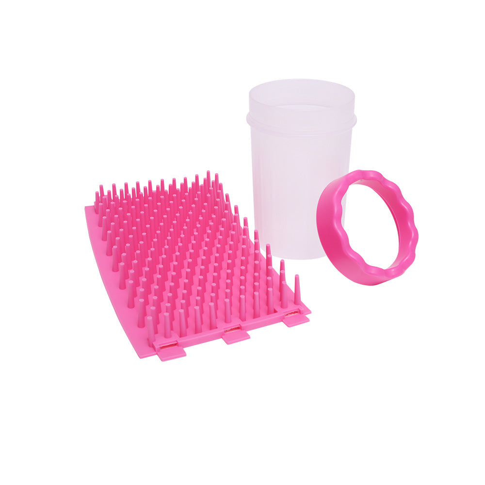 Pet Foot Cleaner Dog Cat Paw Washer Pet Feet Brush Grooming Tool Small Large Mug-L-Pink