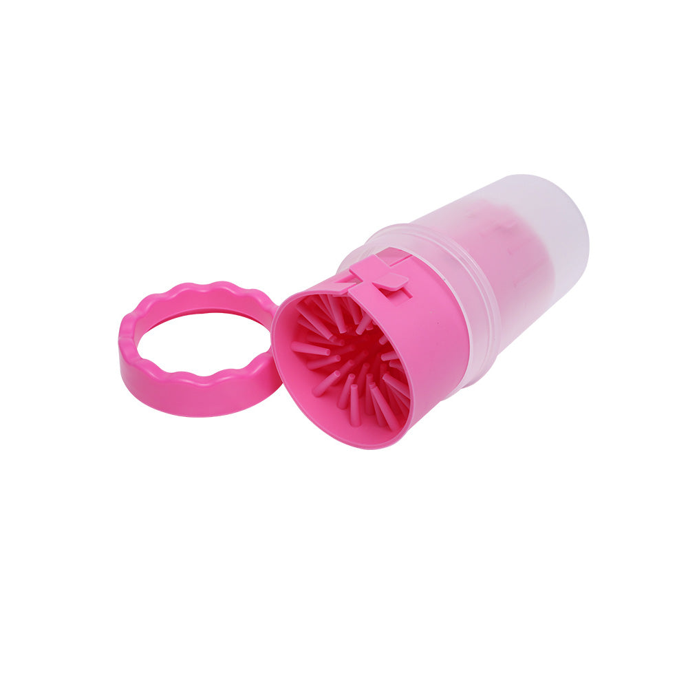 Pet Foot Cleaner Dog Cat Paw Washer Pet Feet Brush Grooming Tool Small Large Mug-L-Pink