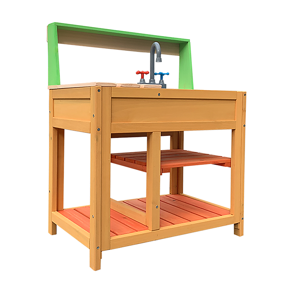Childrens Outdoor Play Mud Kitchen Sand Pit with Display Shelf