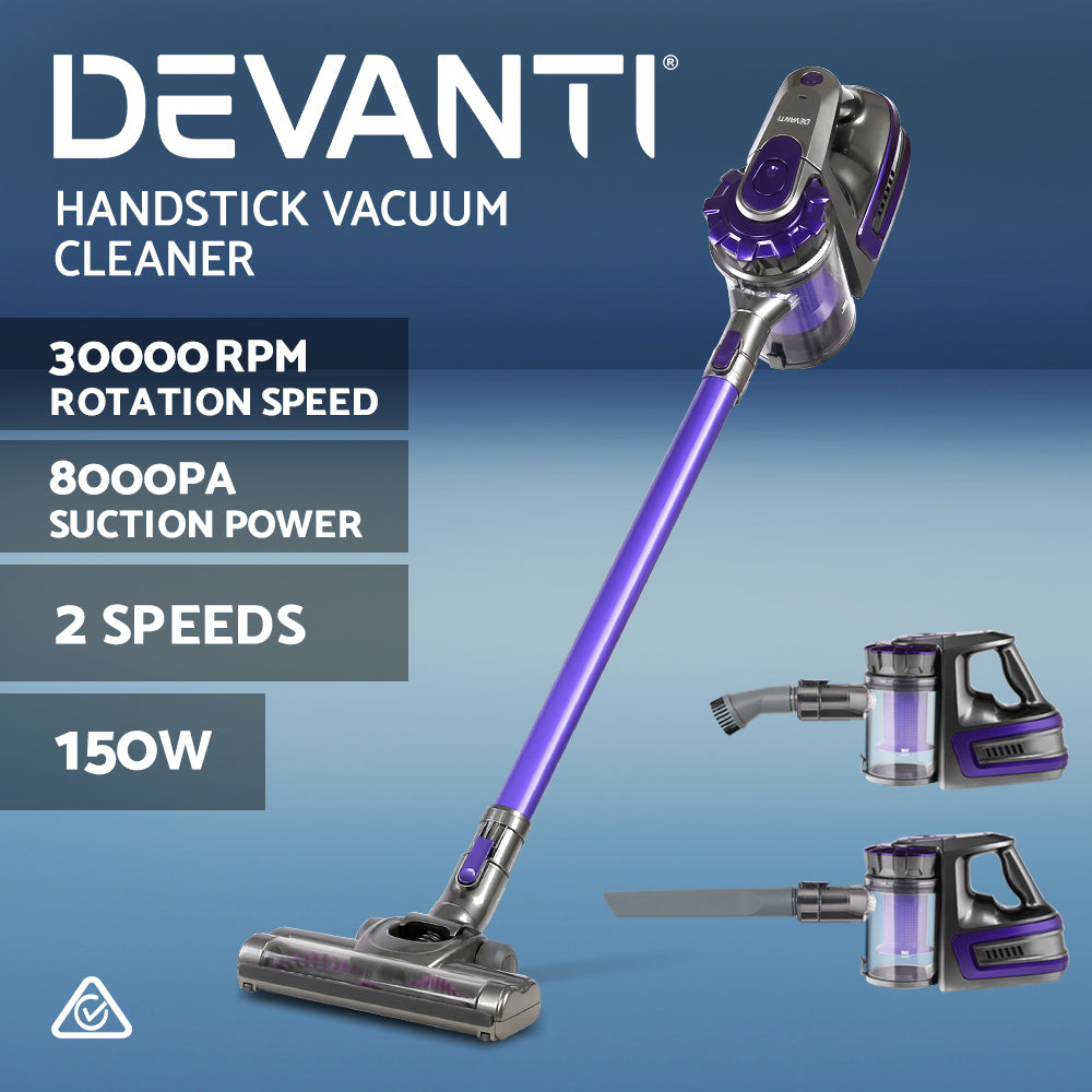 Handheld Vacuum Cleaner Cordless Bagless 150W Purple