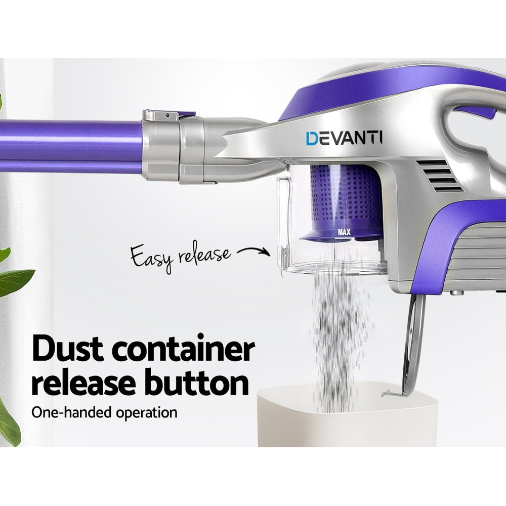 Handheld Vacuum Cleaner Cordless HEPA Filter Purple 150W
