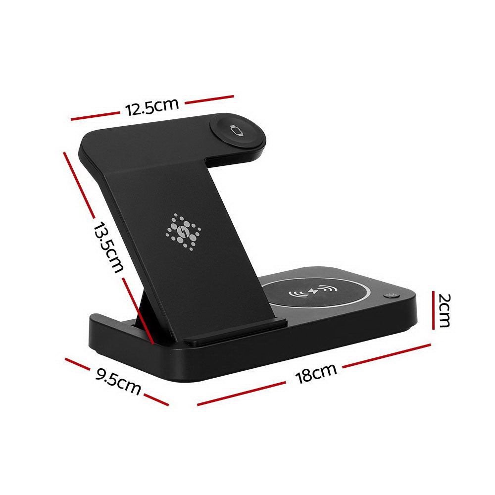 4in1 Wireless Charger Station Fast Charging for Phone Black