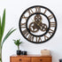 60cm Wall Clock Large Retro Roman Numerals Brown
