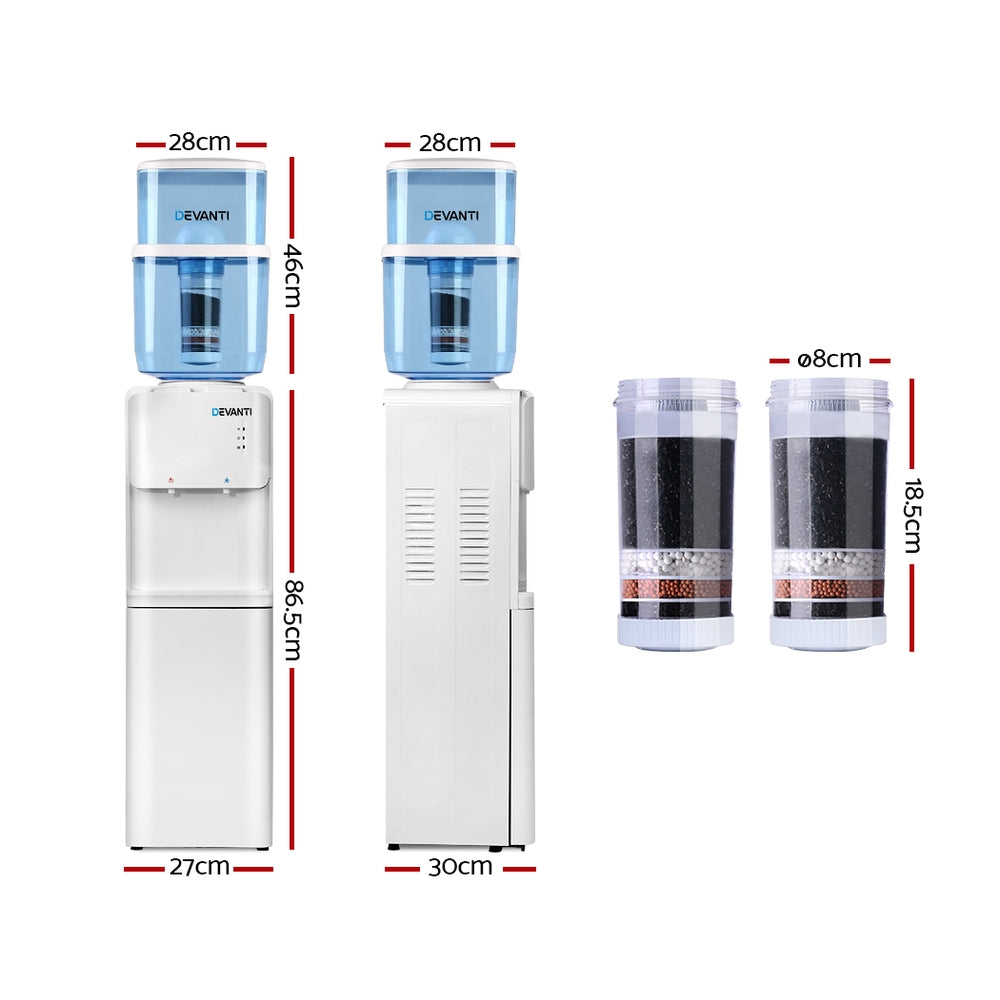 Water Cooler Dispenser Stand 22L Bottle White w/2 Filter