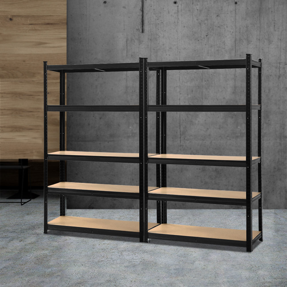 2x1.8M Garage Shelving Warehouse Rack Pallet Racking Storage Shelf Black