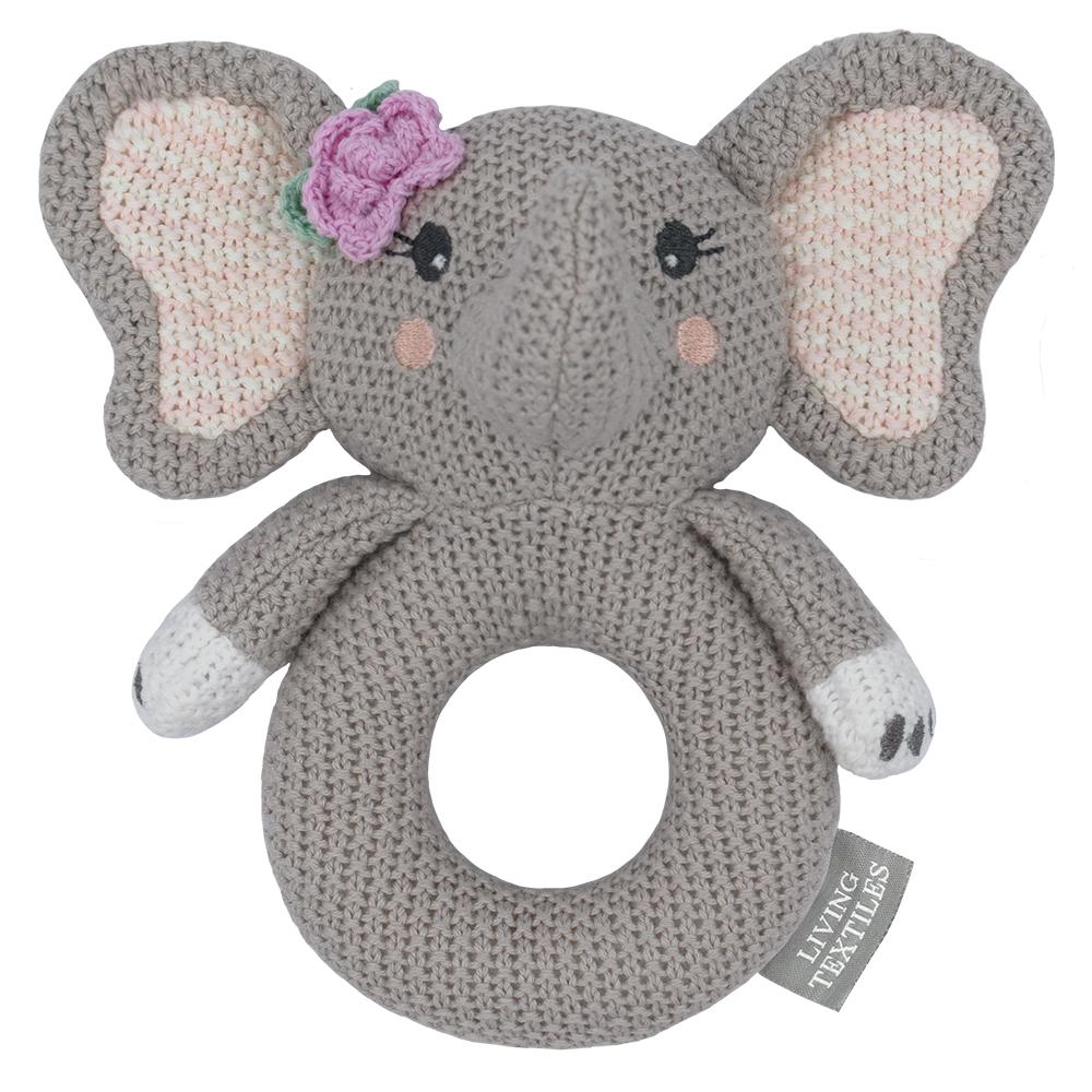 Whimsical Knitted Ring Rattle Ella the Elephant