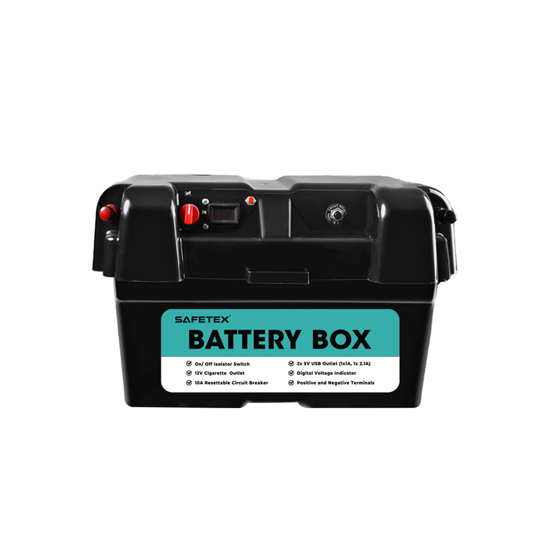 12V AGM Battery Box Portable Deep Cycle Battery Caravan Camping