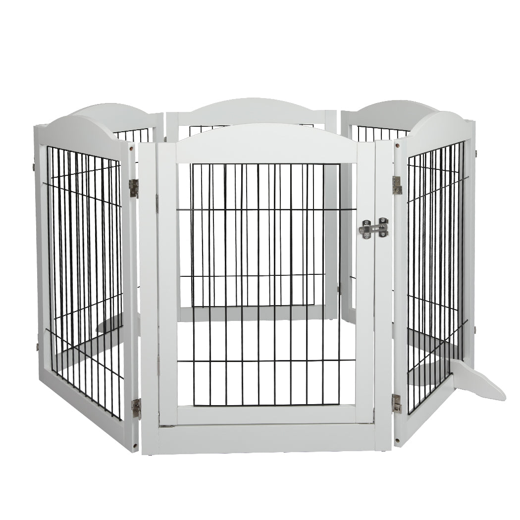 6 Panels Pet Dog Playpen Puppy Exercise Cage Enclosure Fence Indoor White
