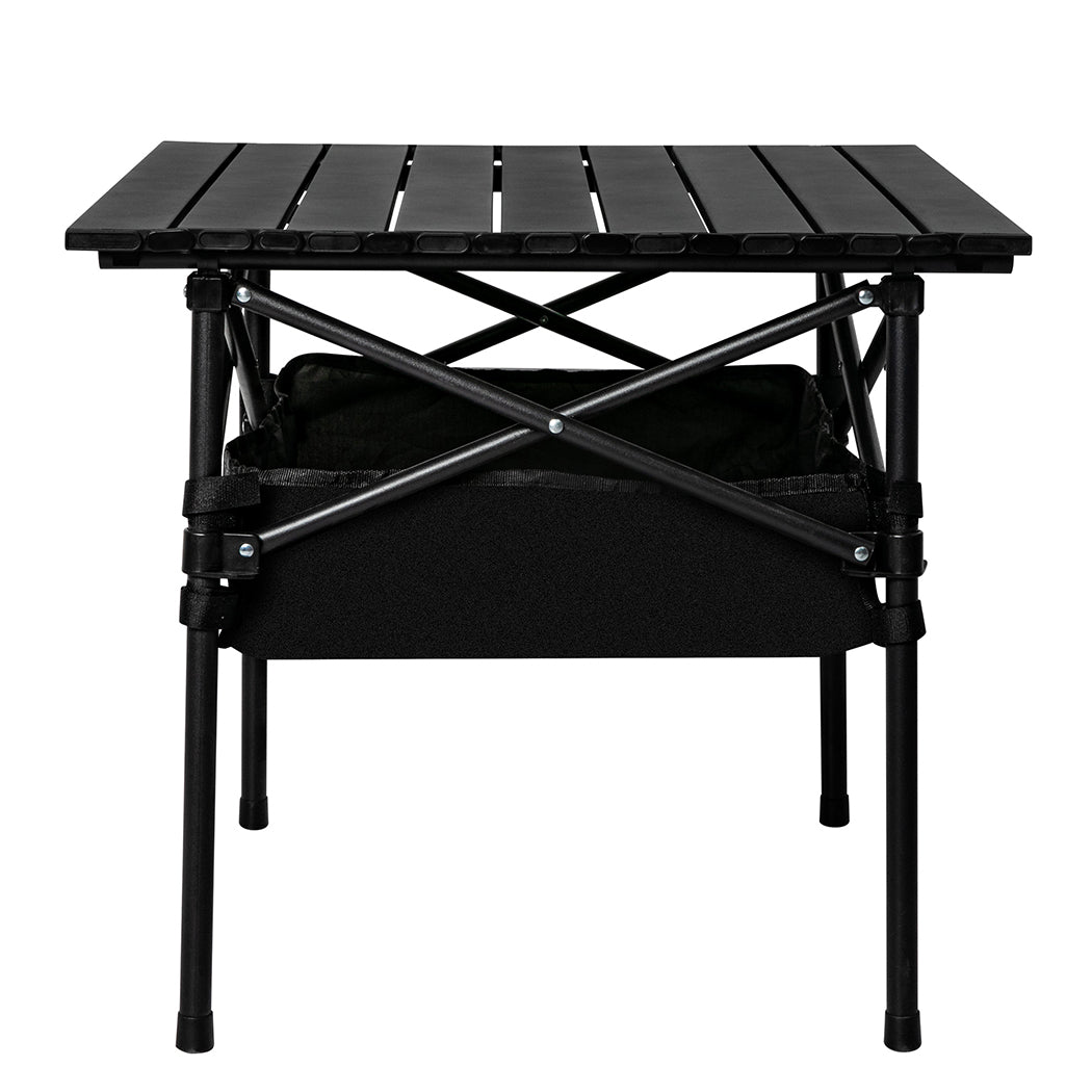 Folding Camping Table Portable Picnic Outdoor BBQ Desk Egg Roll Black