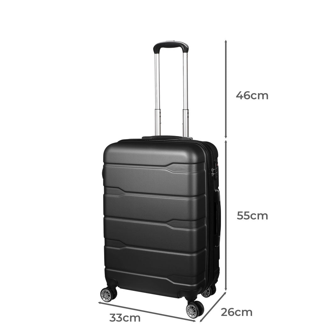 20" Expandable Luggage Travel Suitcase Trolley Case Hard Set Black